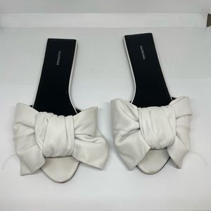 BALENCIAGA Calfskin Square Bow Slide
